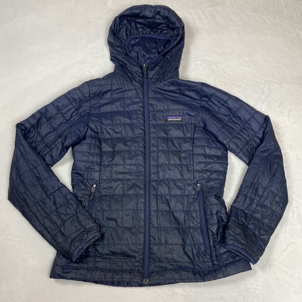 Patagonia Nano Puff Hoody Women Small Navy Blue Excellent Quilted Puffer Jacket
